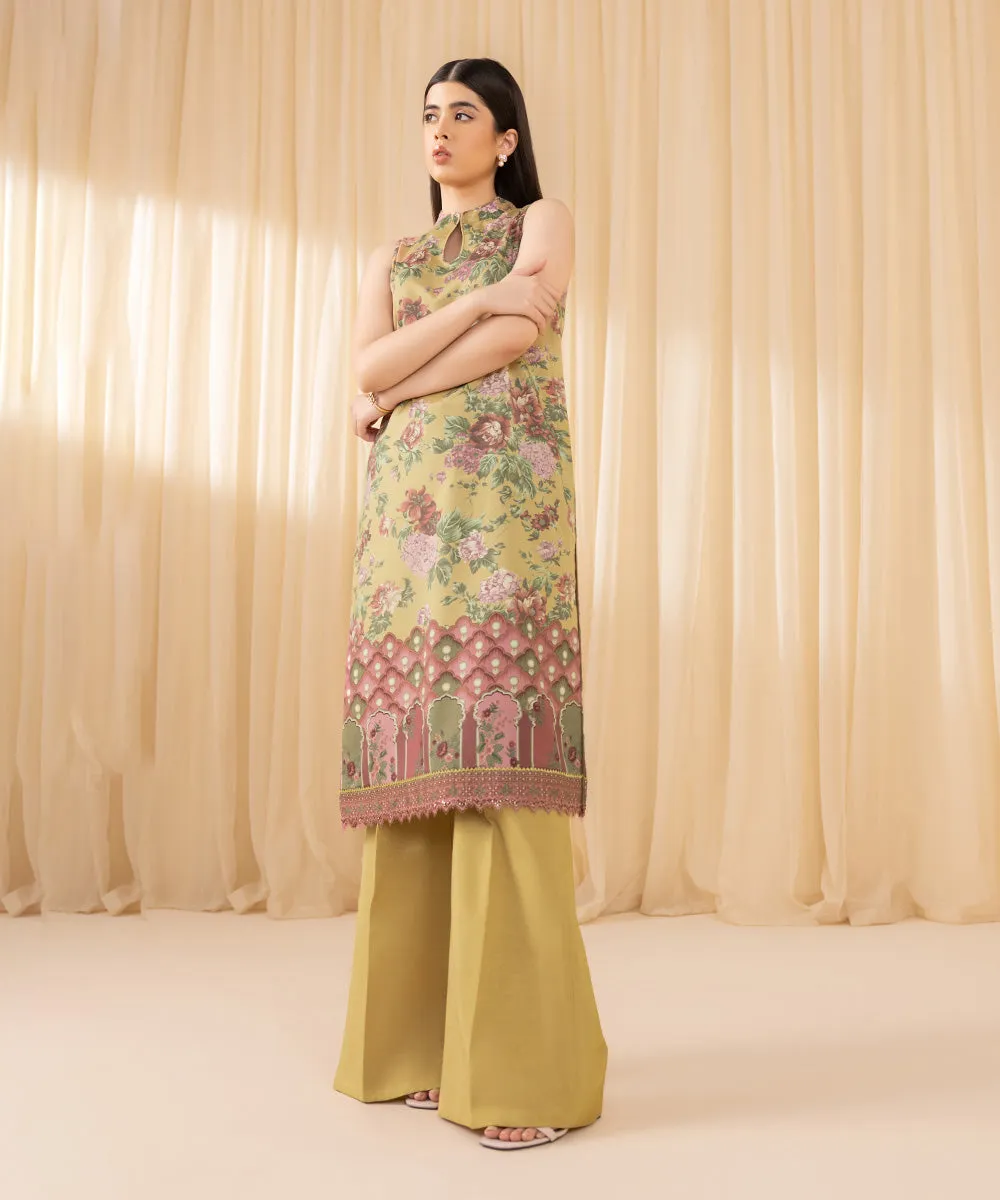 2 Piece - Printed Silk Suit