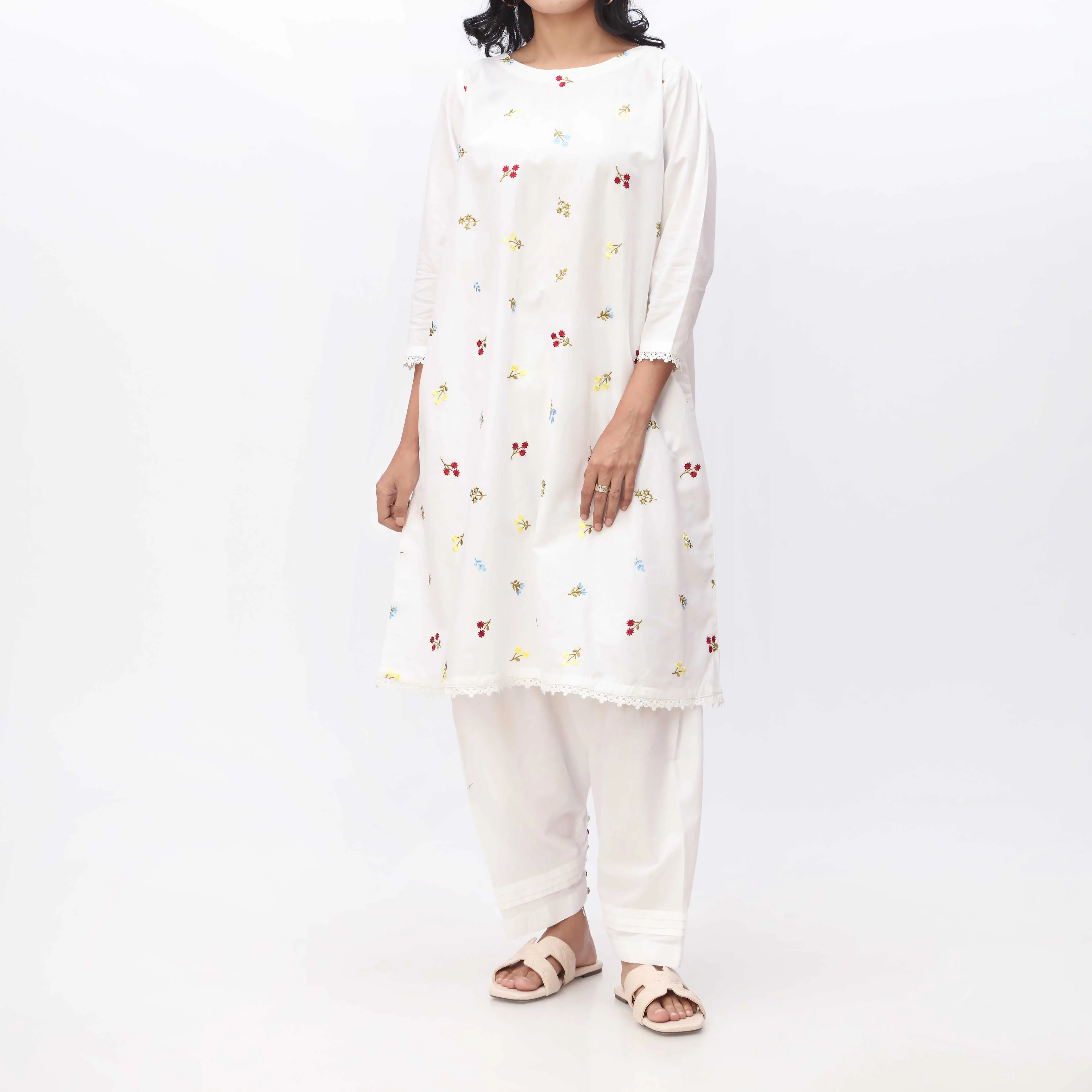 2PC- Embroidered Cambric Shirt & Trouser PS3337