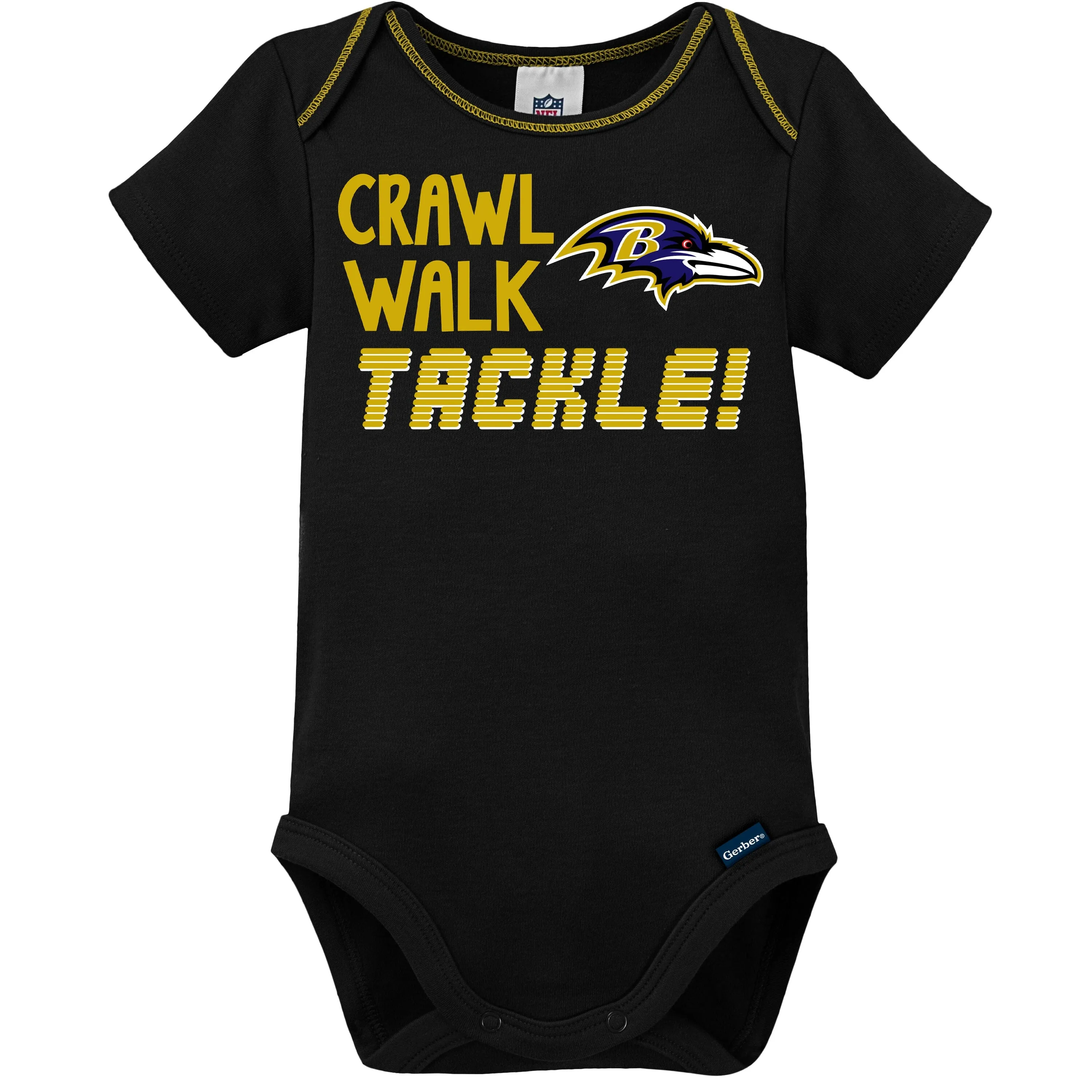 3-Pack Baby Boys Ravens Short Sleeve Bodysuits