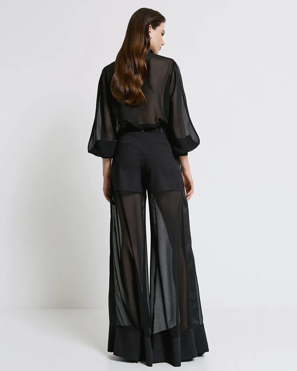 Access Fashion Black Sheer Detail Trousers