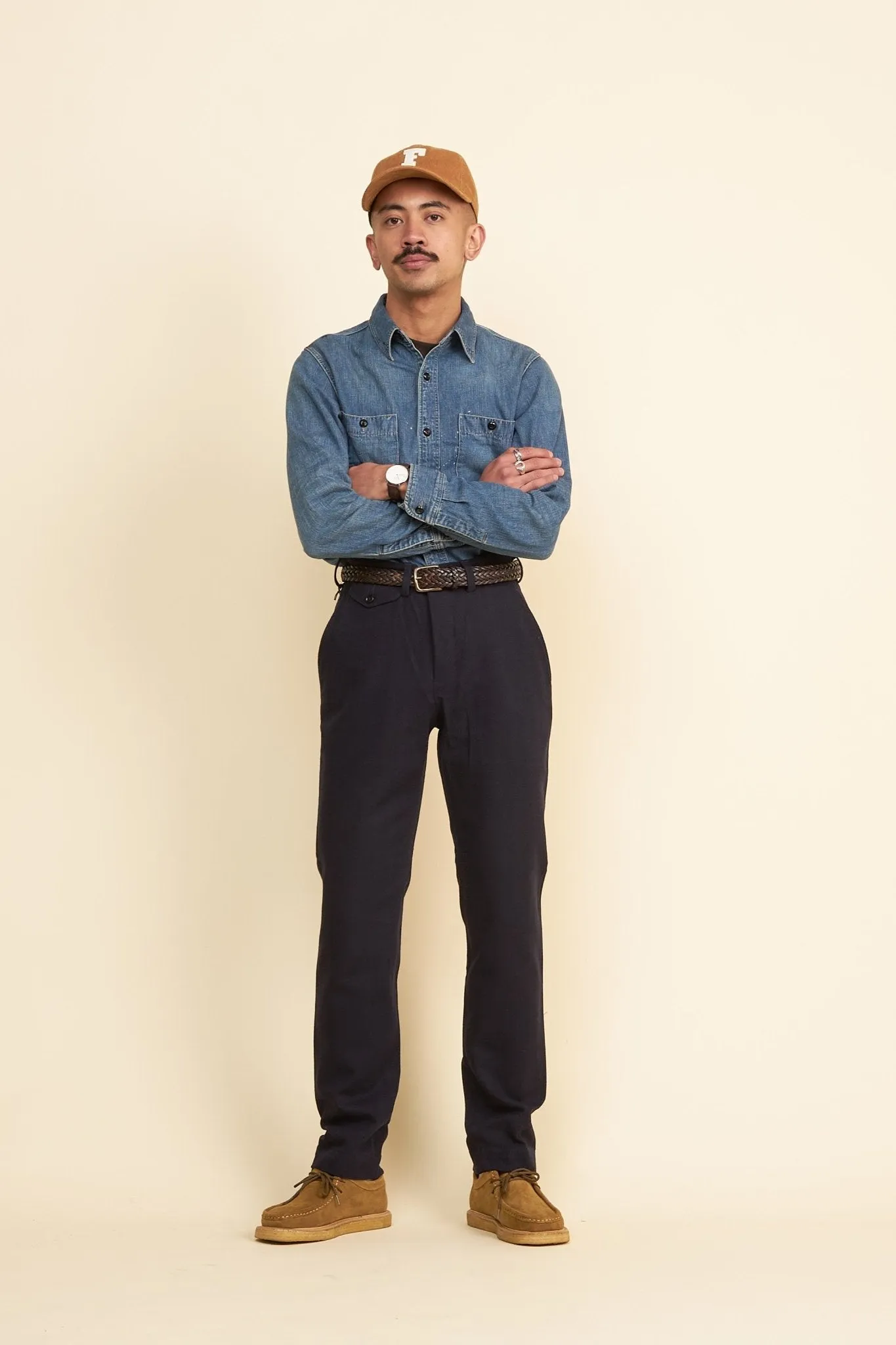 Addict Clothes Herringbone Trousers - Navy