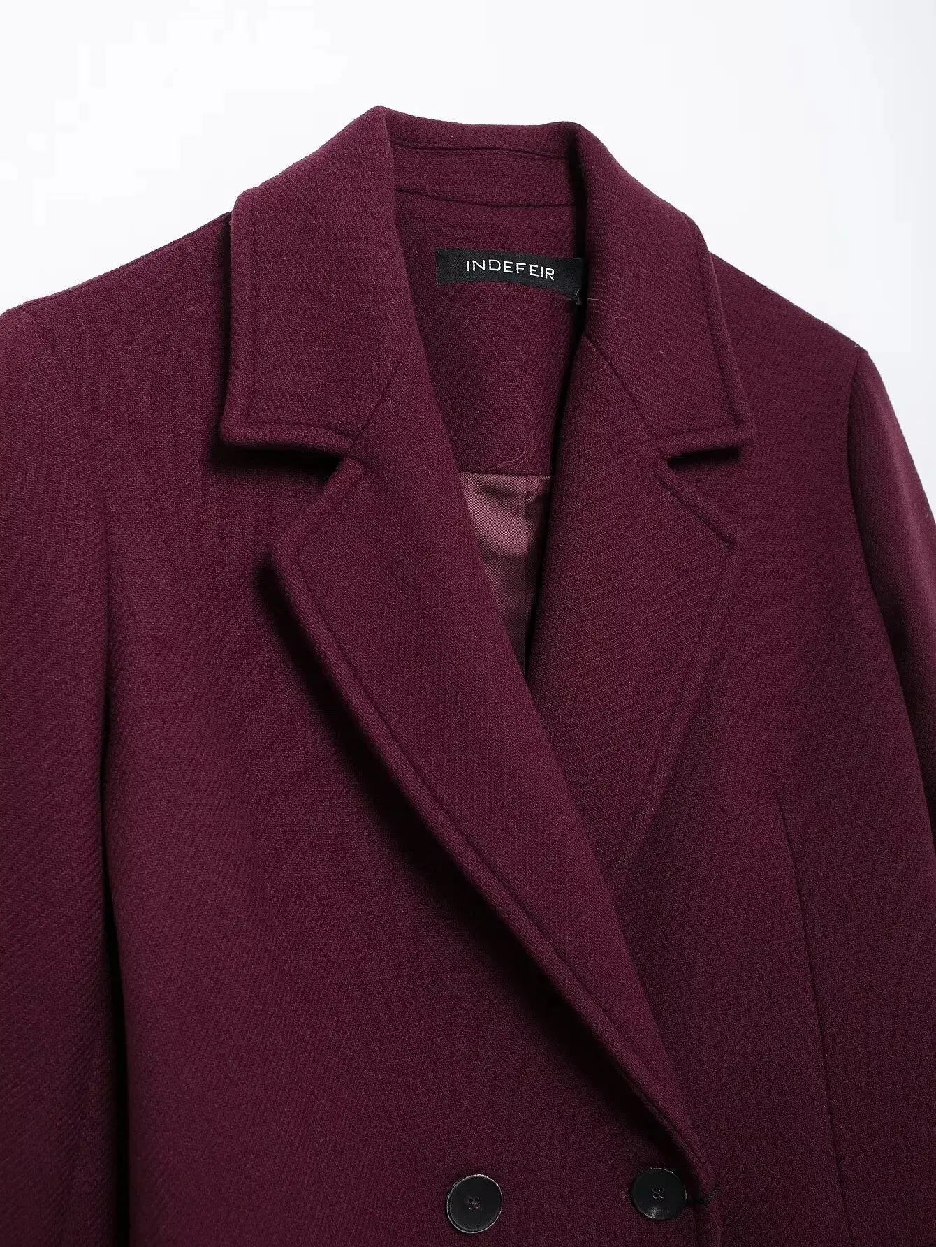 Aideen Burgundy Woolen Maxi Coat
