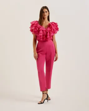 Akenit Satin Tapered Tailored Trouser Fuchsia