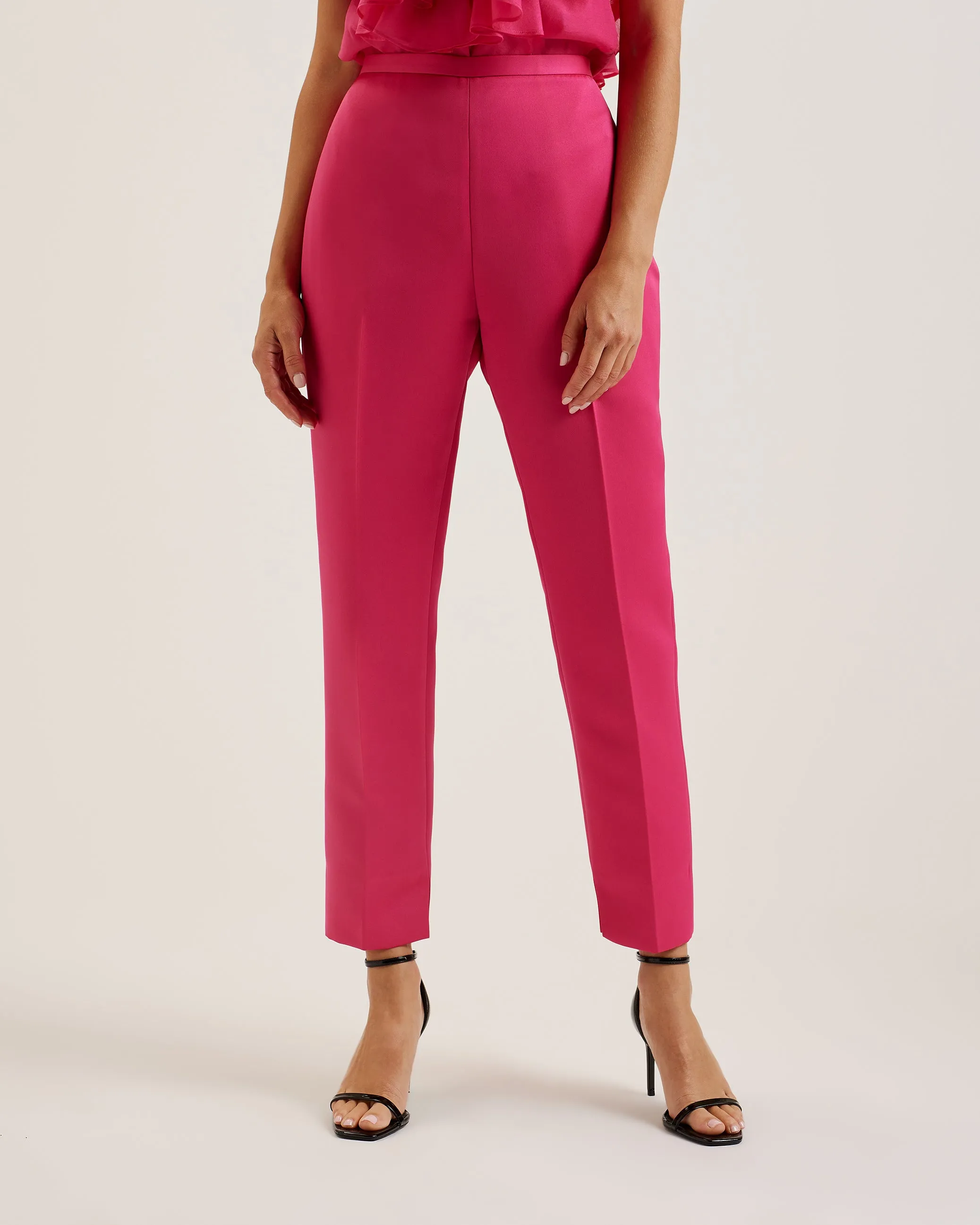 Akenit Satin Tapered Tailored Trouser Fuchsia