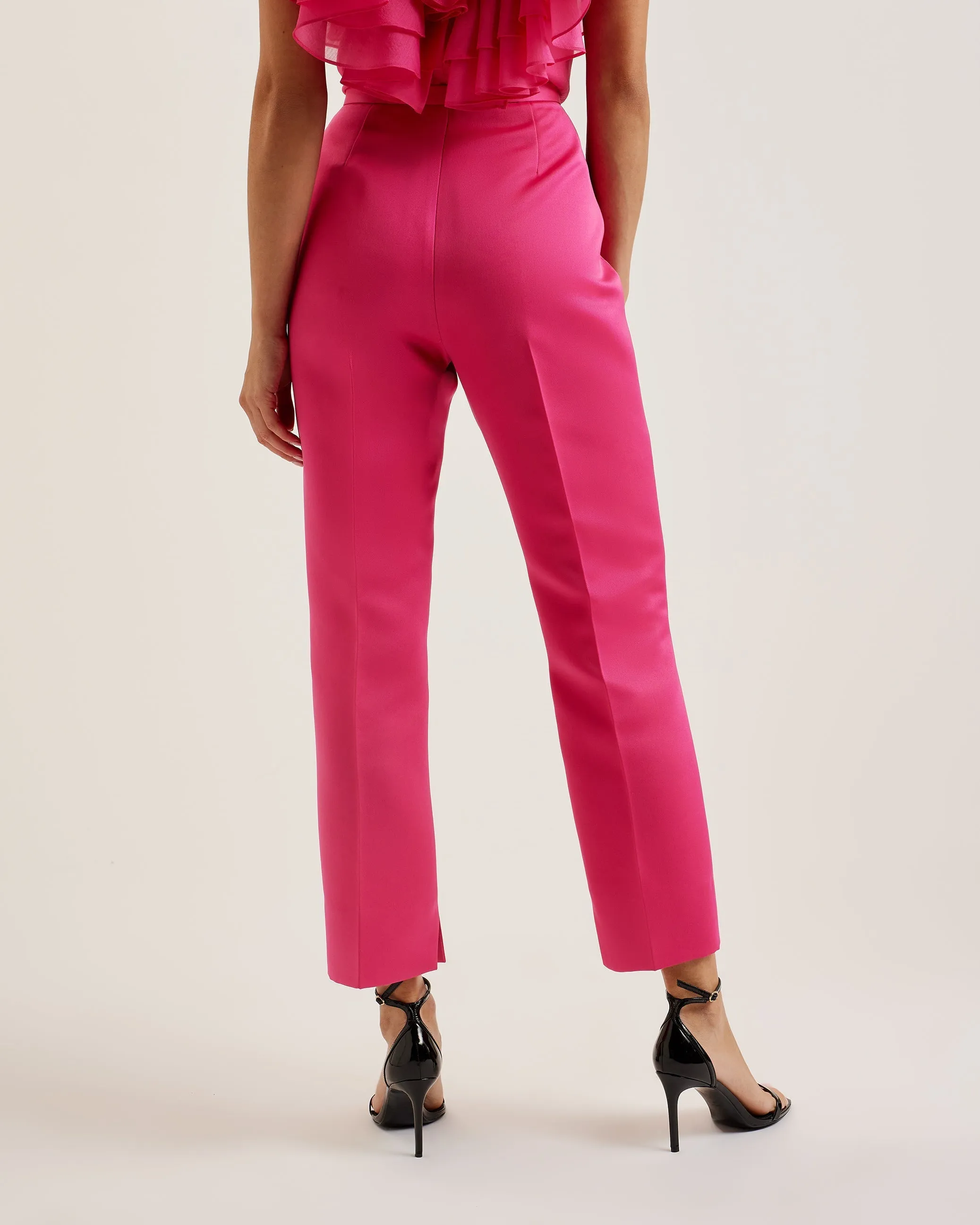 Akenit Satin Tapered Tailored Trouser Fuchsia