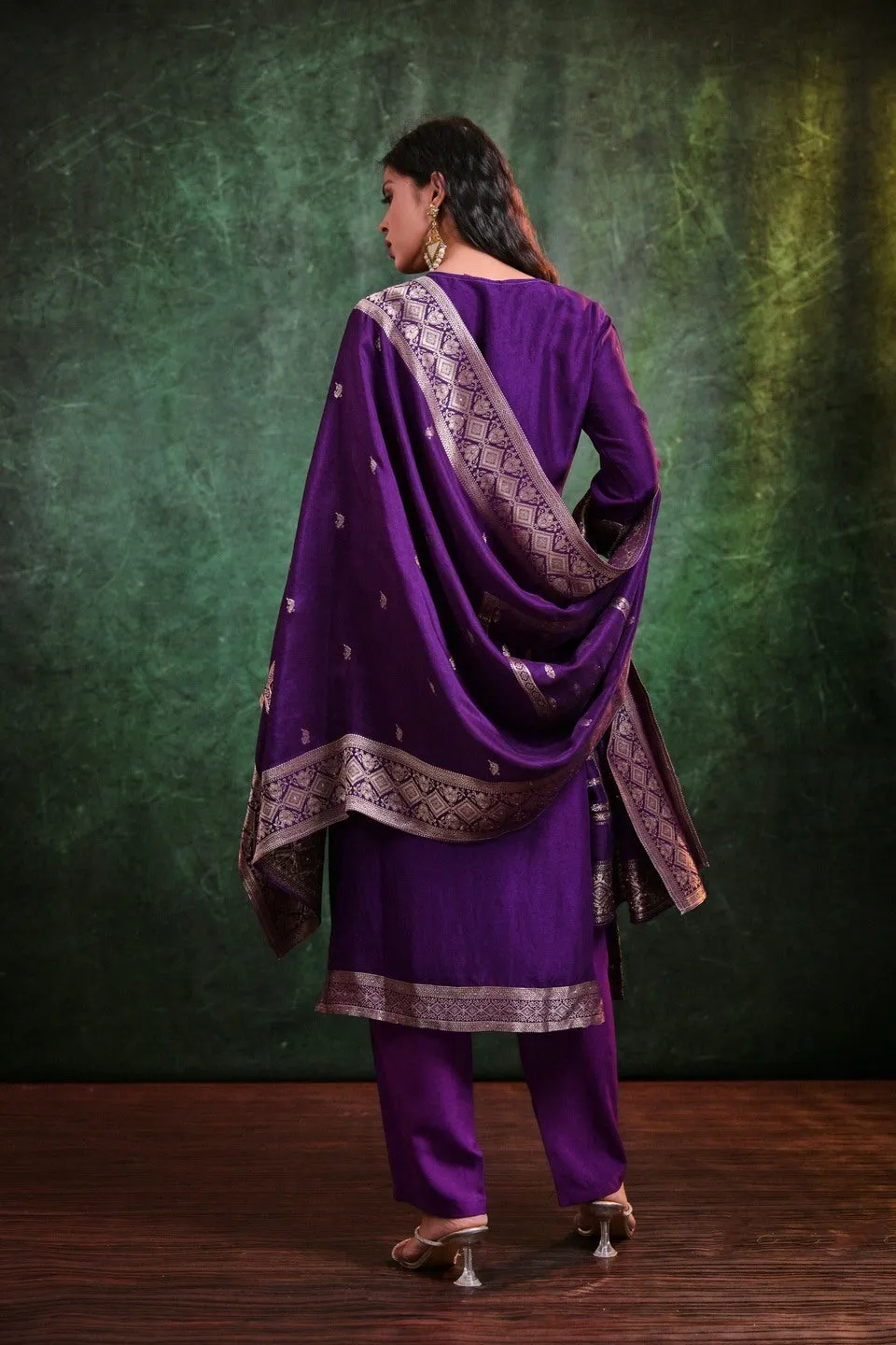 Amethyst Radiance Muslin  Kurta Set With Dupatta