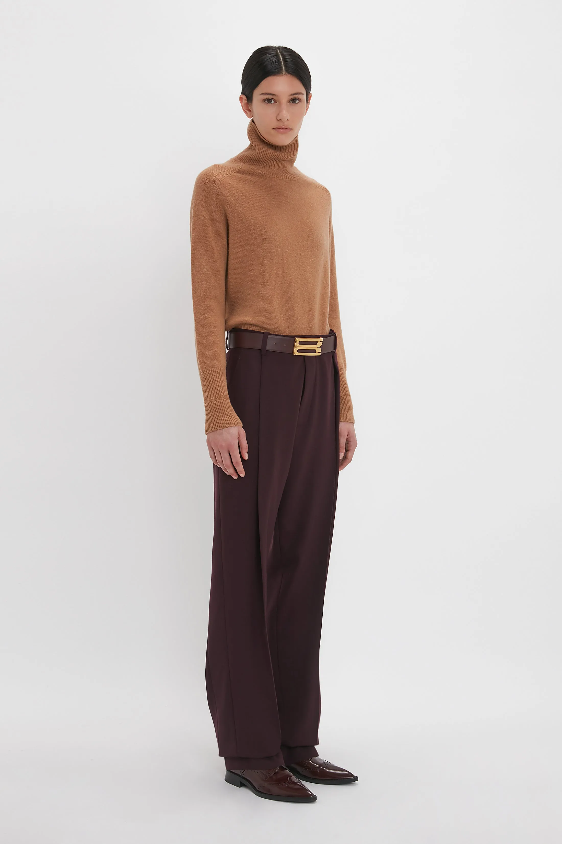 Asymmetric Chino Trouser In Deep Mahogany