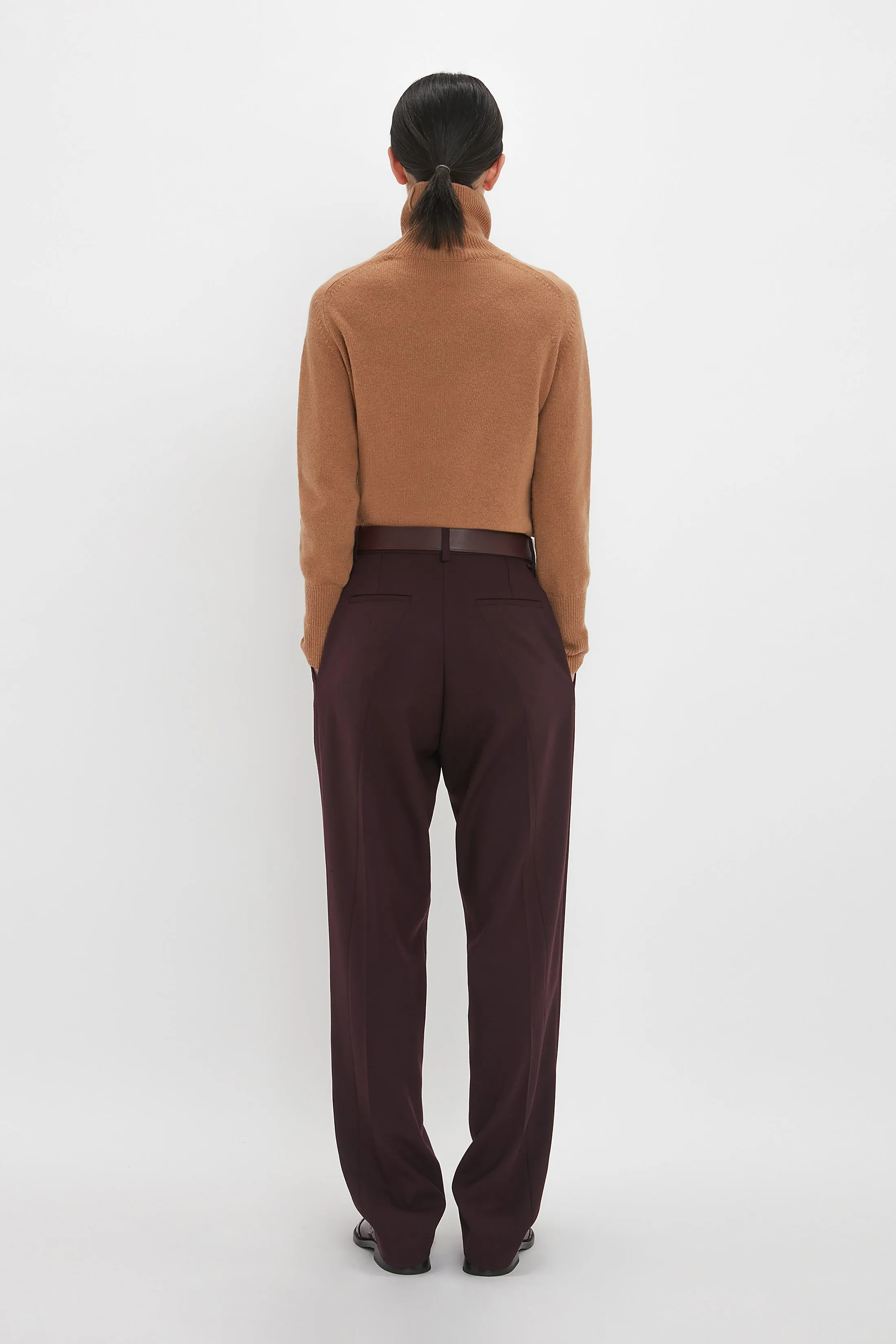 Asymmetric Chino Trouser In Deep Mahogany