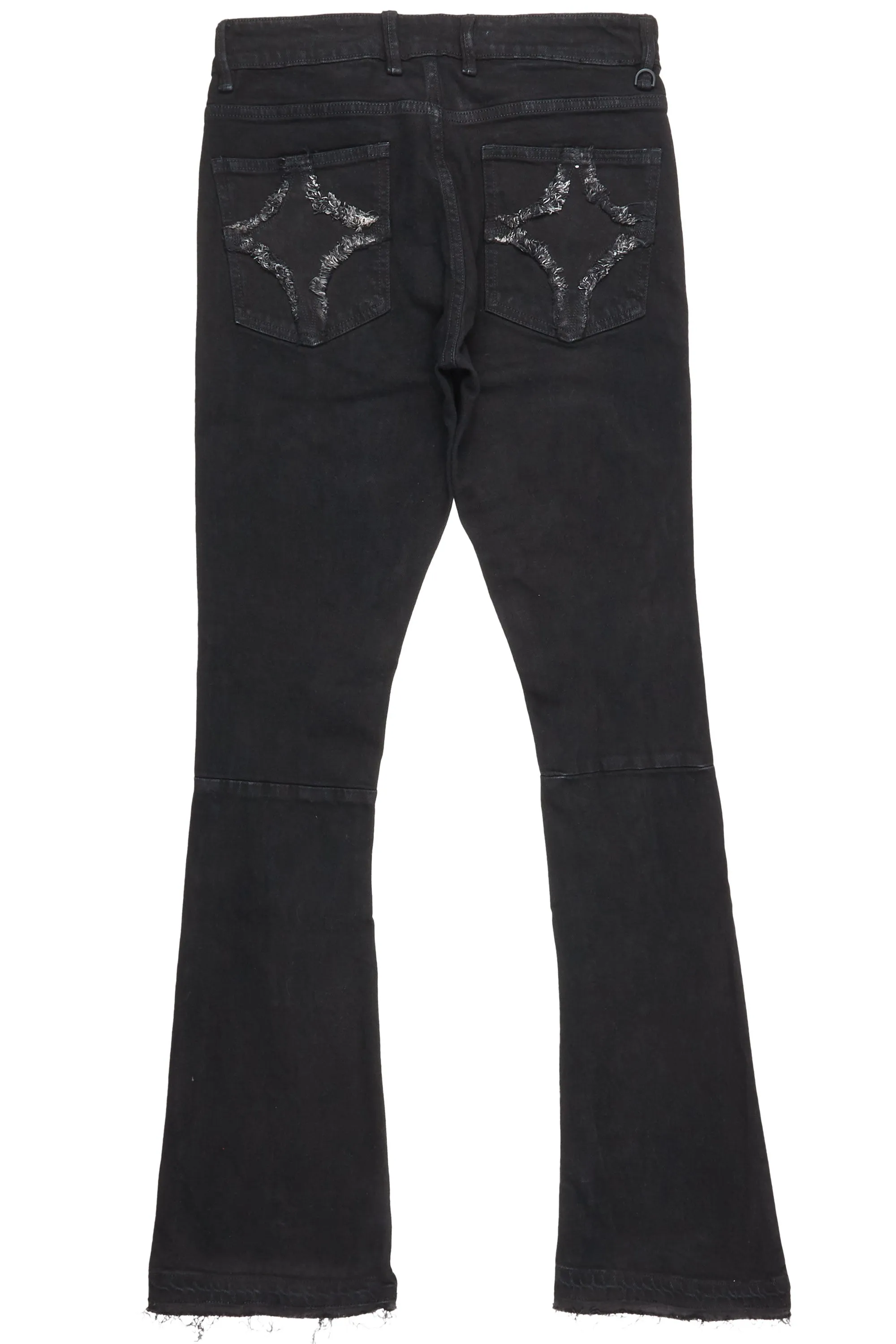 Baaron Black Stacked Flare Jean