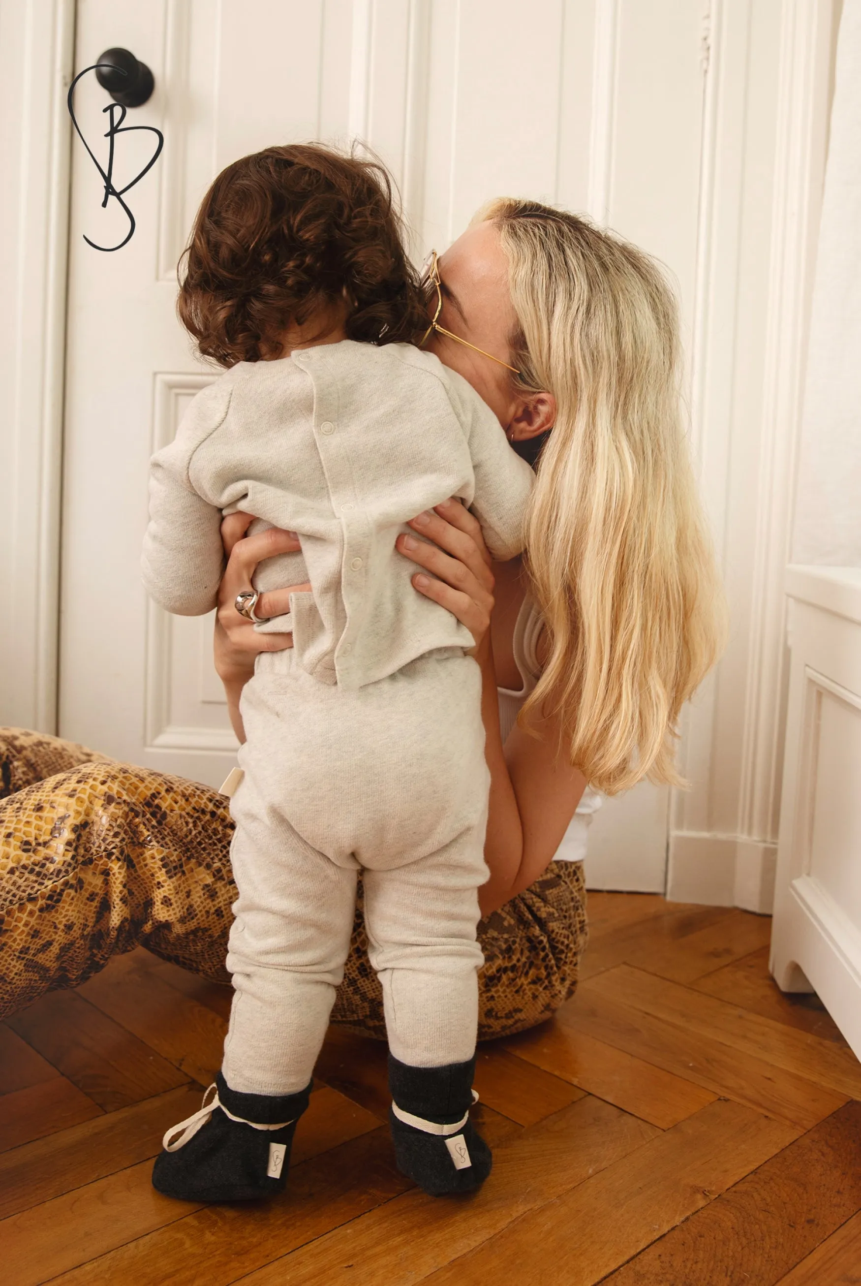 Baby Knitted Jersey Trousers | Cream Melange