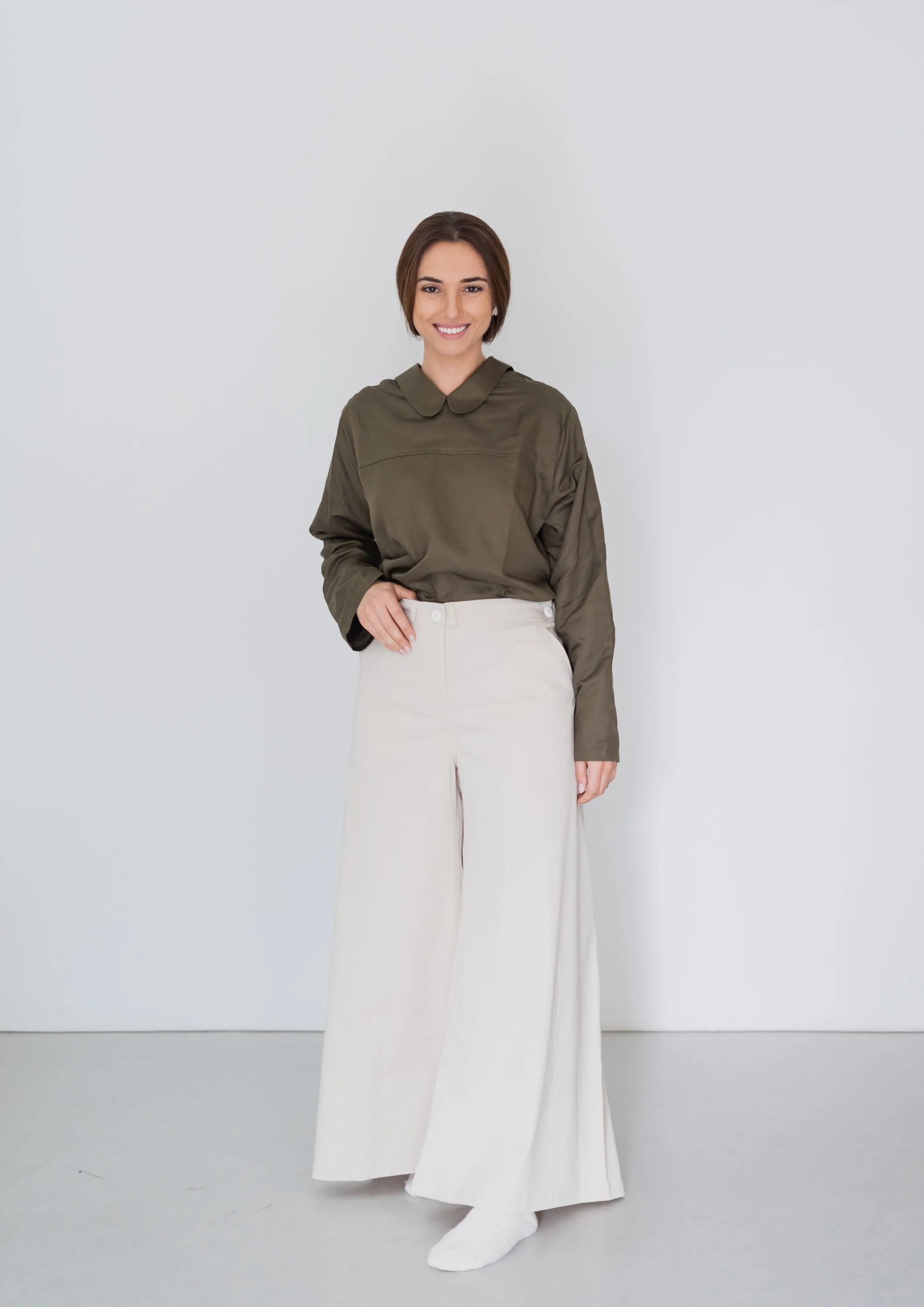 Beige Lyocell WIDE trousers