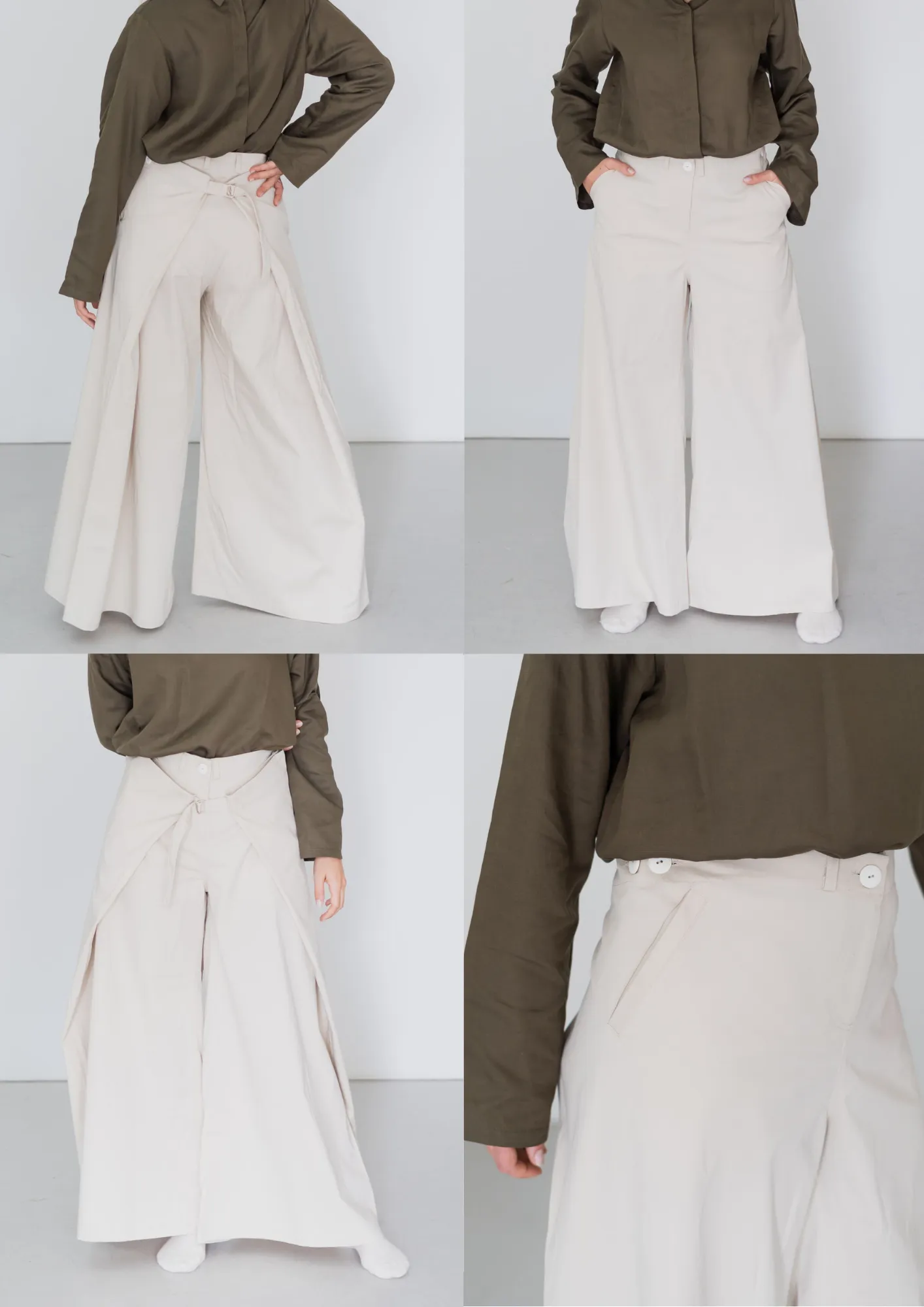 Beige Lyocell WIDE trousers