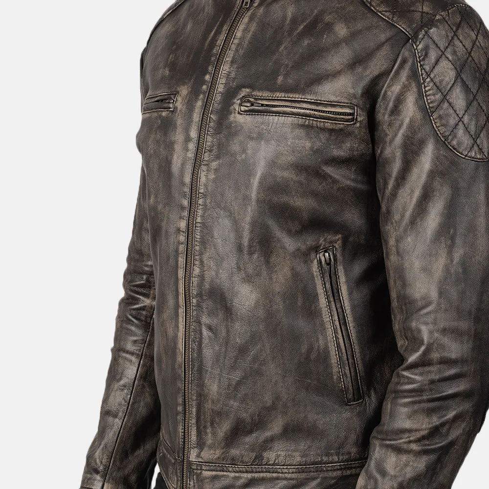 BIKER-1432 MUSH Distressed Brown Leather Jacket