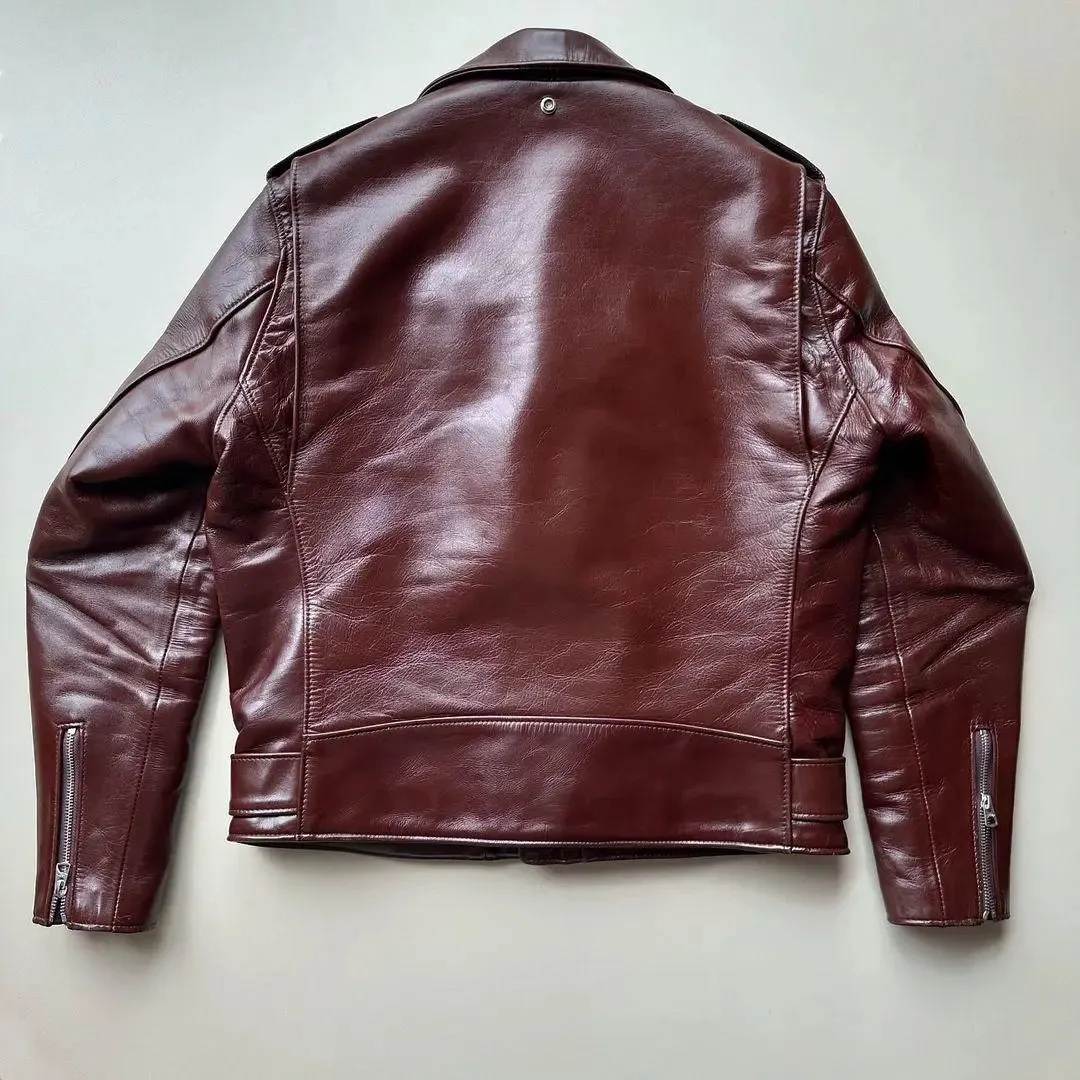 Biker Maroon leather jacket