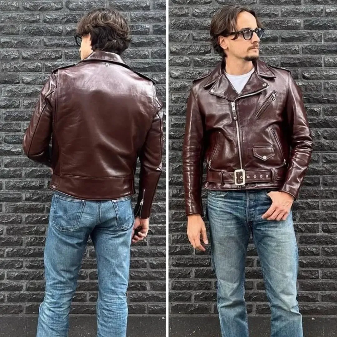 Biker Maroon leather jacket