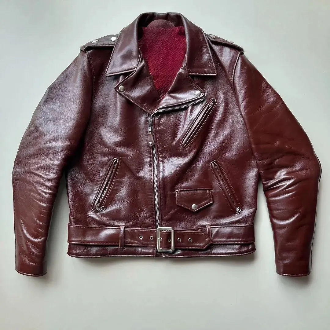 Biker Maroon leather jacket