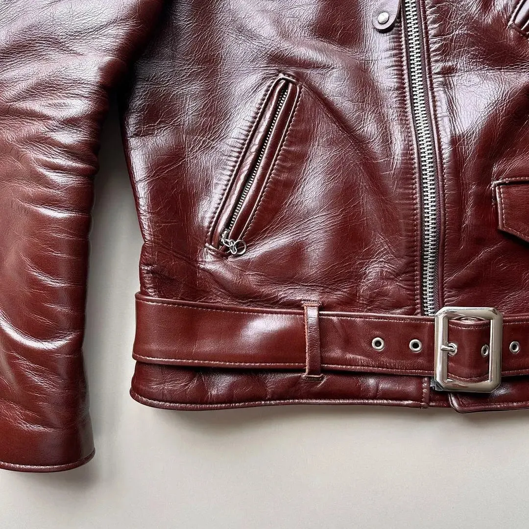 Biker Maroon leather jacket