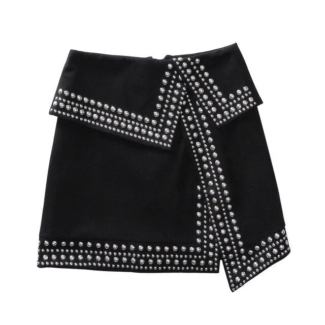 Black Dots Asymmetrical Skirts