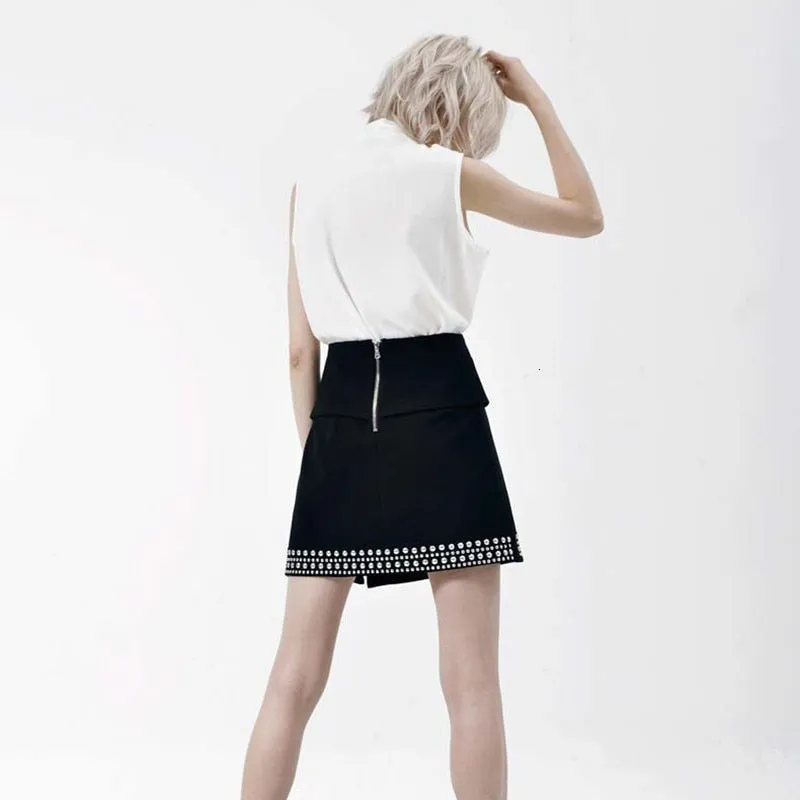 Black Dots Asymmetrical Skirts