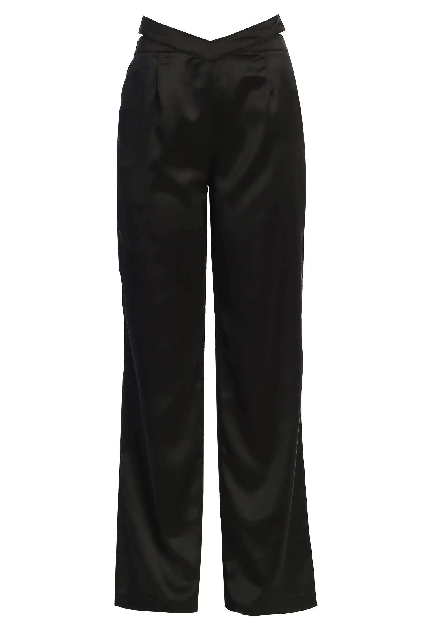 Black Joana Cutout Satin Trousers