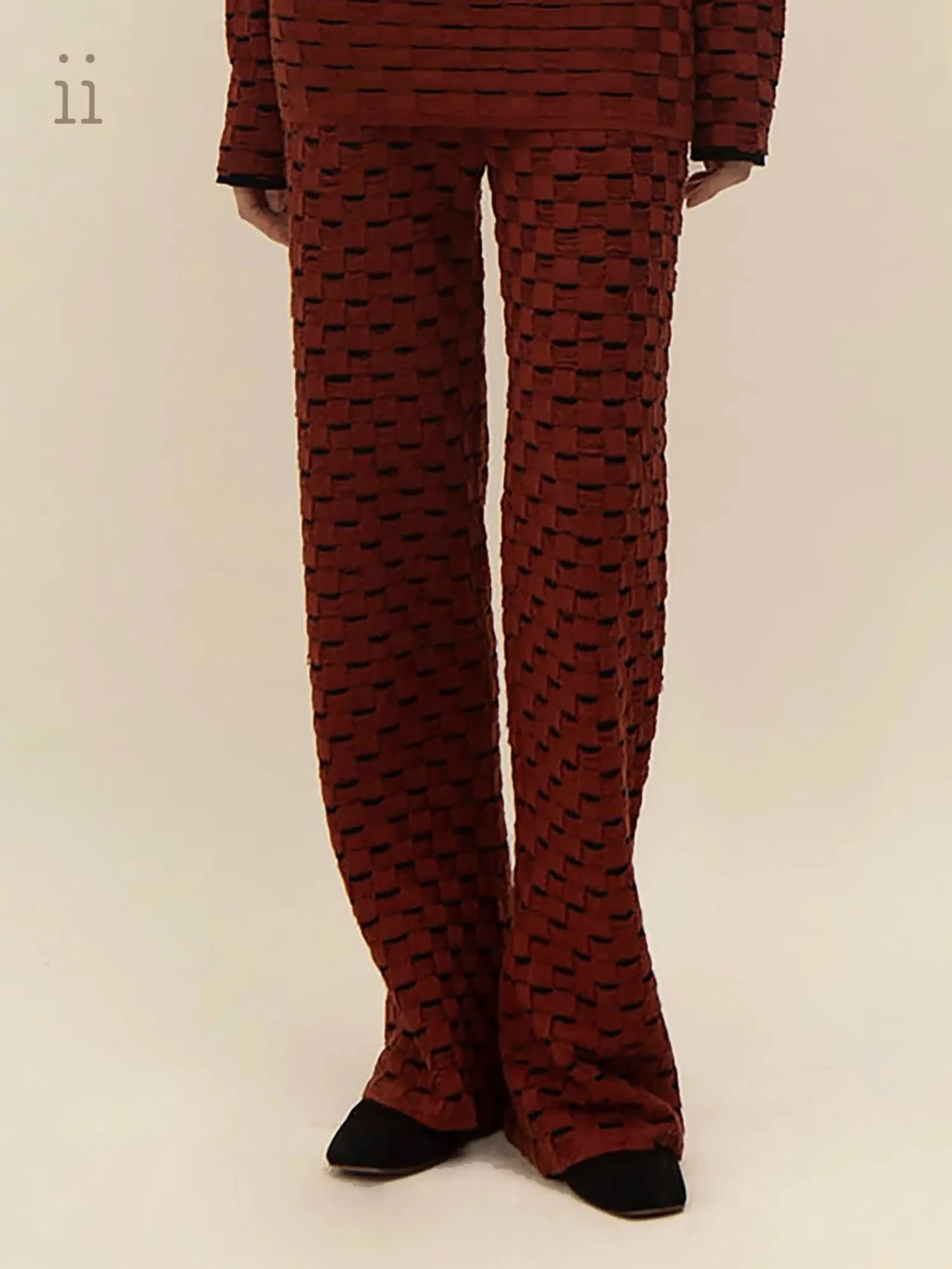 Black Tea-Check Knit Pants