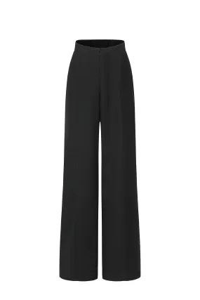 Black Wool Wide Leg Trousers