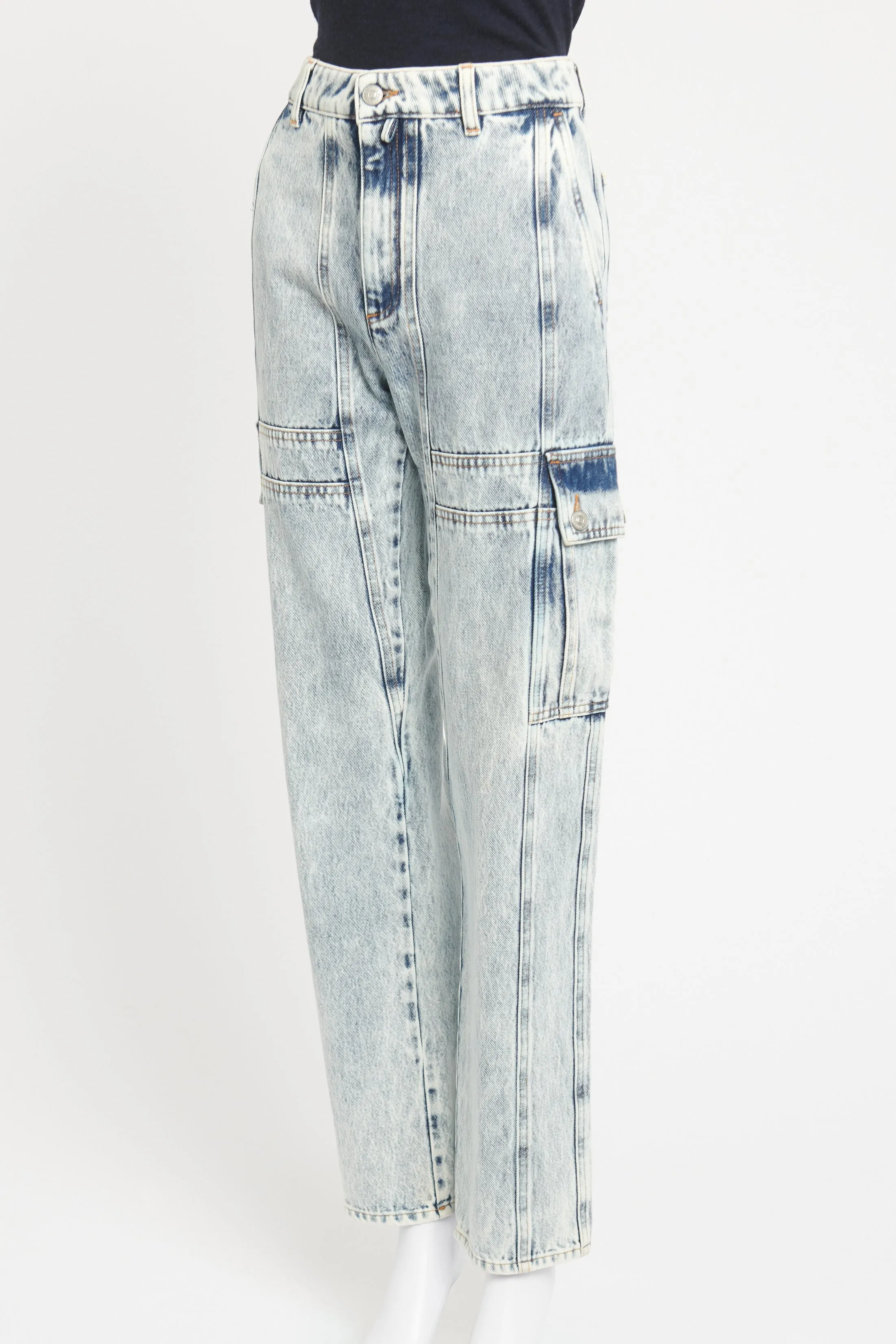 Blue Cotton Acid Wash Preowned Jeans