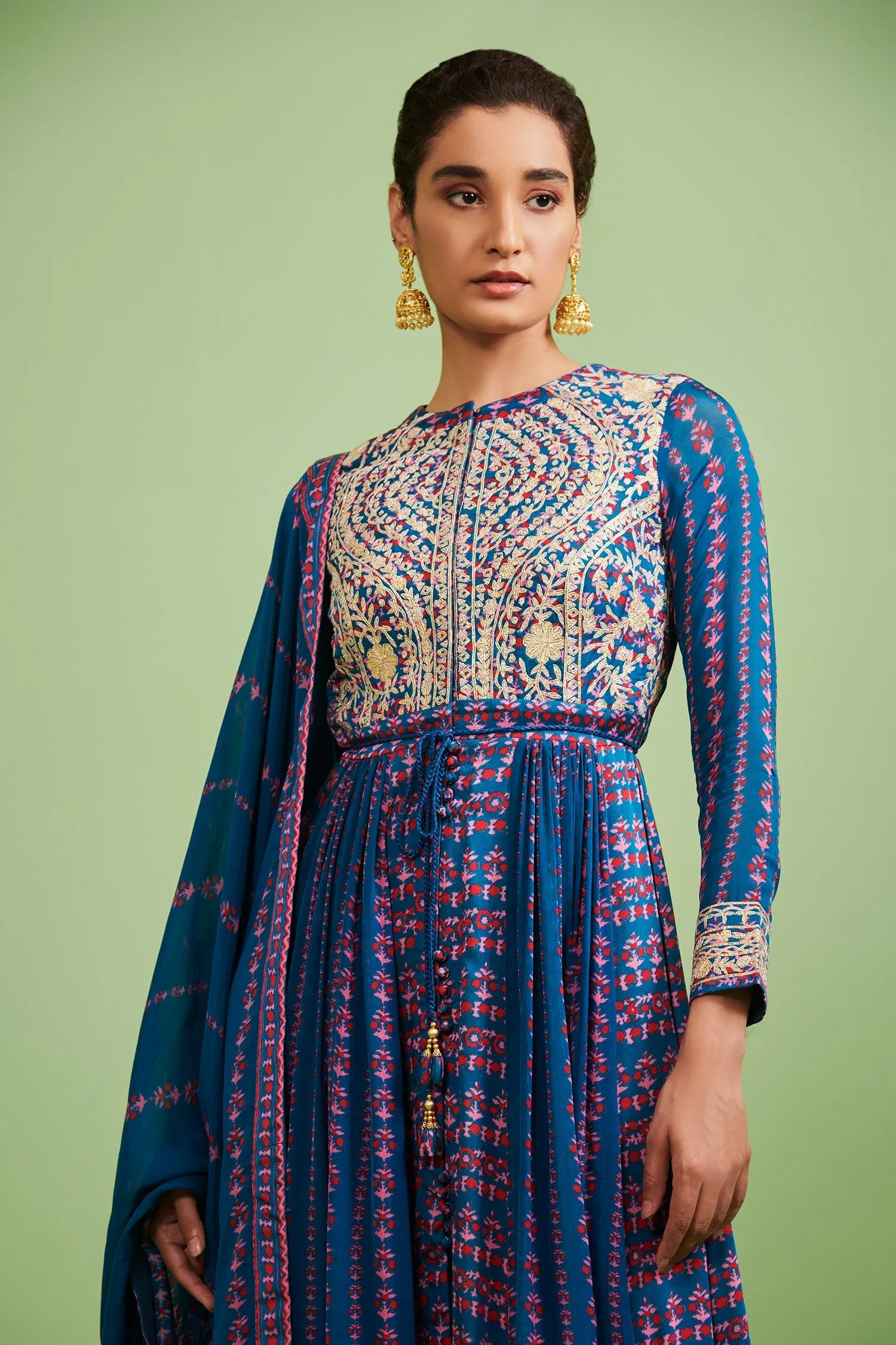 Blue Gota Embroidered Anarkali