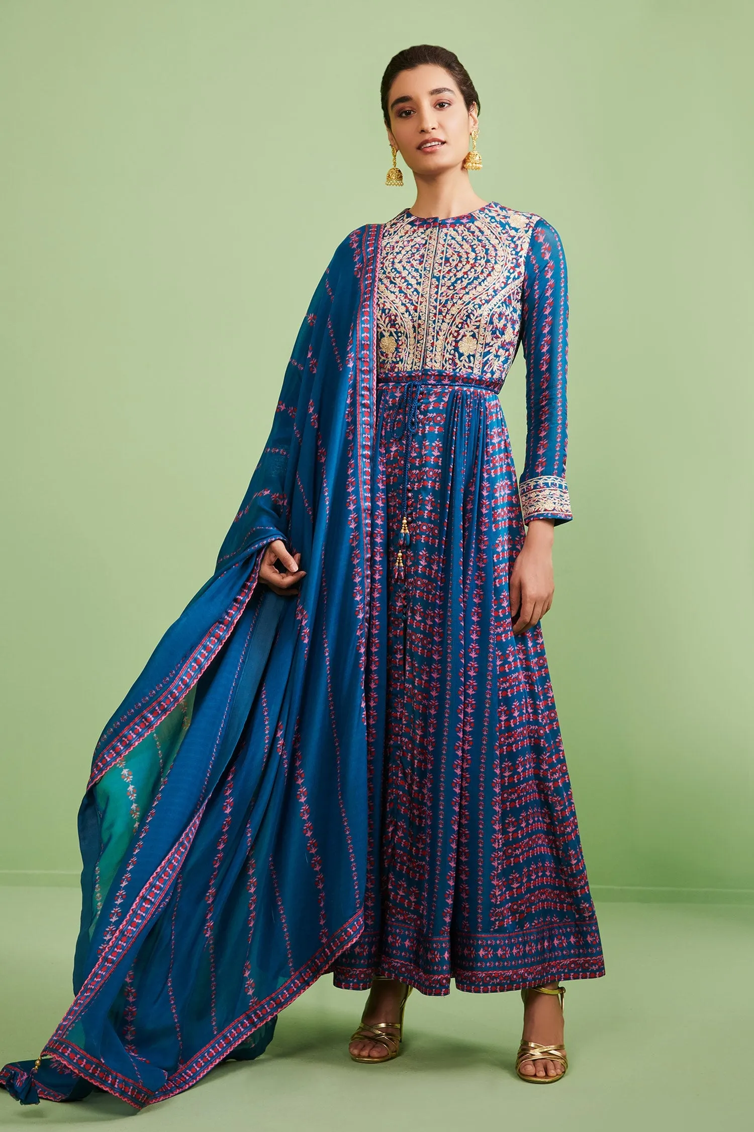 Blue Gota Embroidered Anarkali