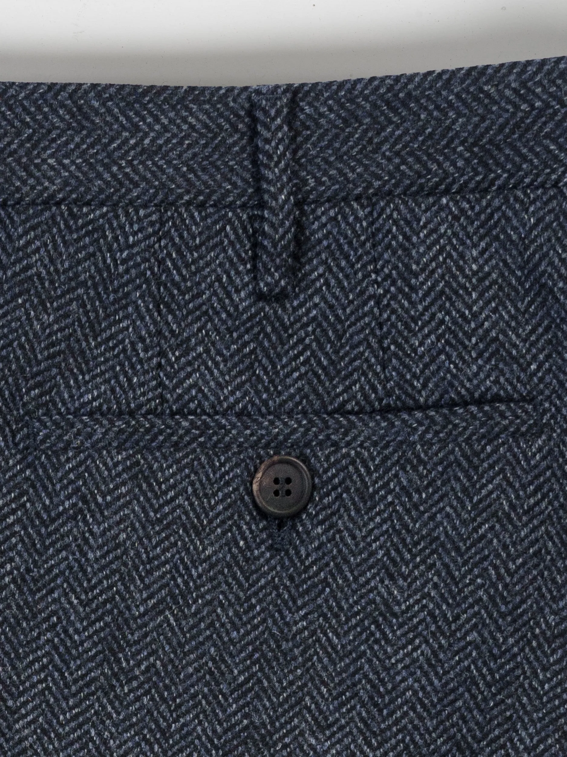 Blue melange herringbone wool cashmere trousers