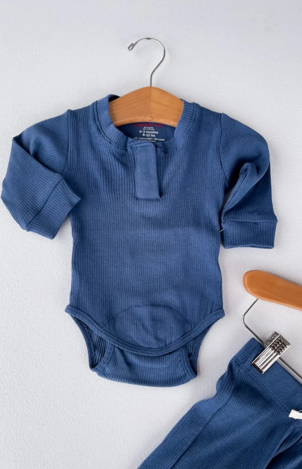 Blue Ribbed Magnetic Me Bodysuit & Pants