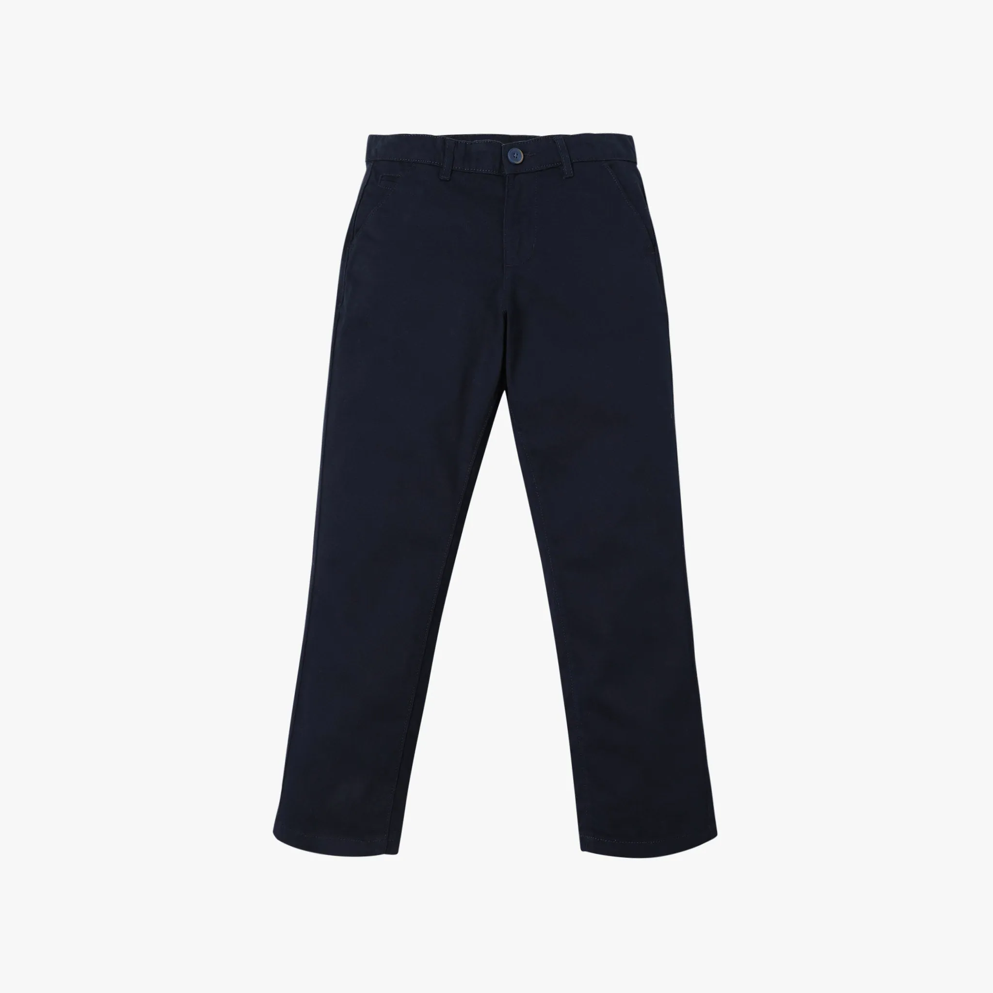 Boy's Regular Fit Solid Mid Rise Trousers