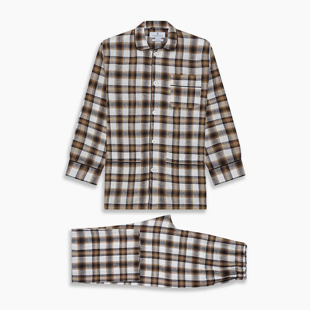 Brown Multi Check Linen Hyde Pyjama Set