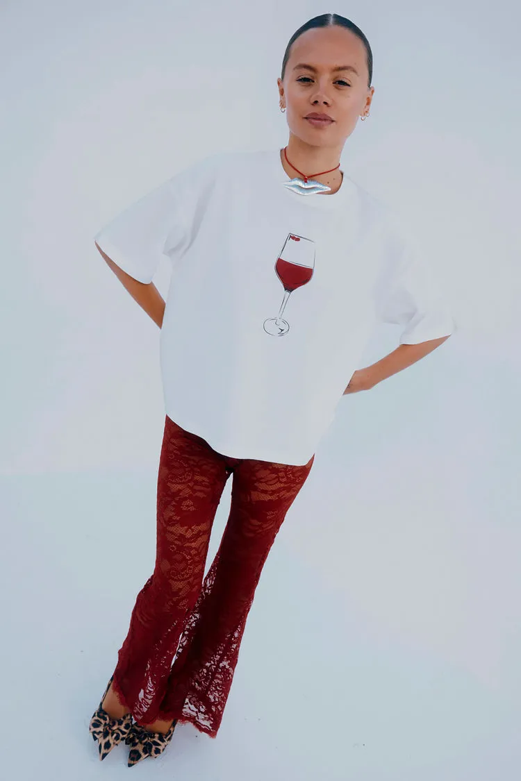 Burgundy Lace Trousers Petite