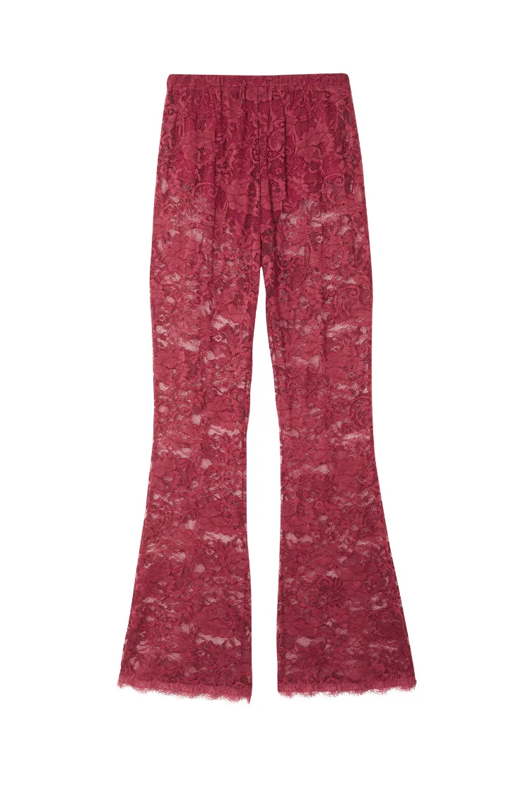 Burgundy Lace Trousers Petite