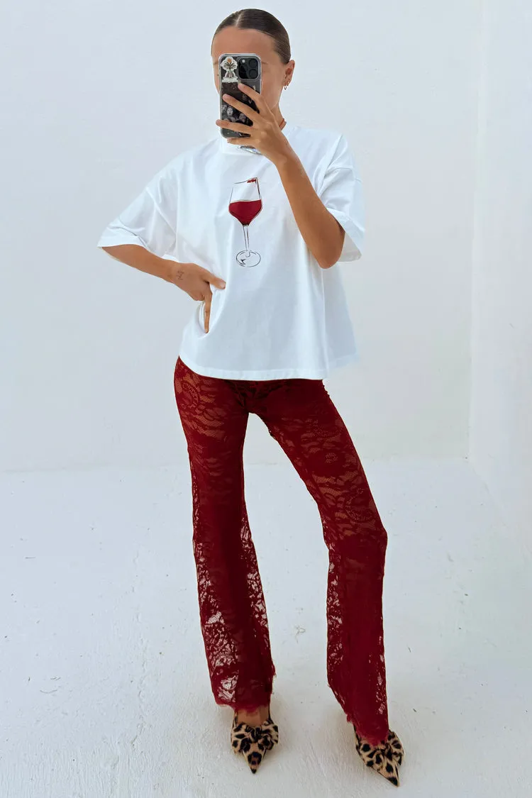 Burgundy Lace Trousers Petite