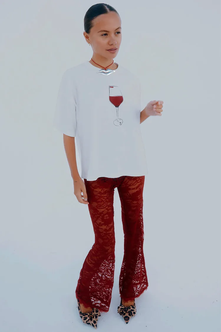 Burgundy Lace Trousers Petite