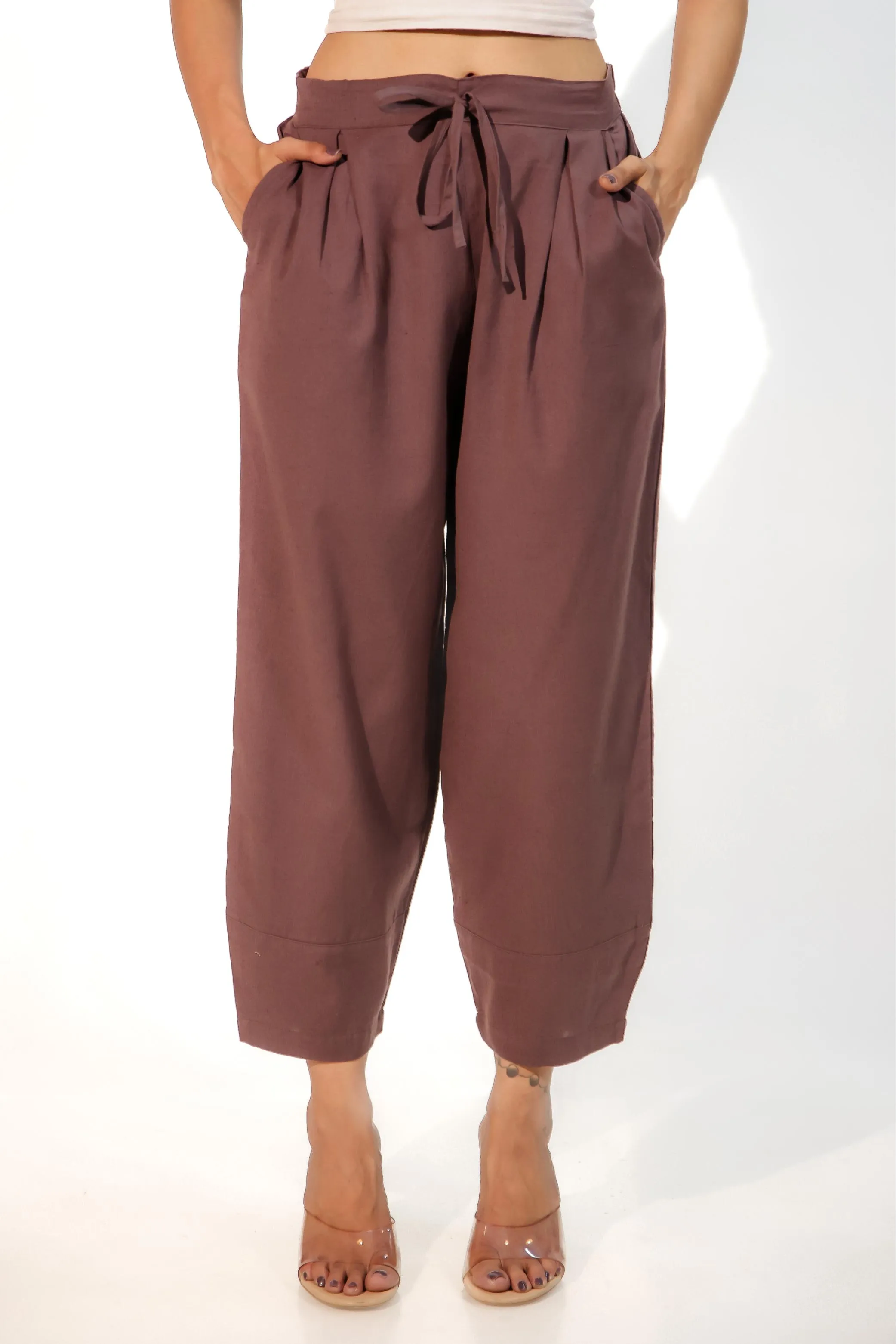 Burgundy Women's Regular-Fit Trousers