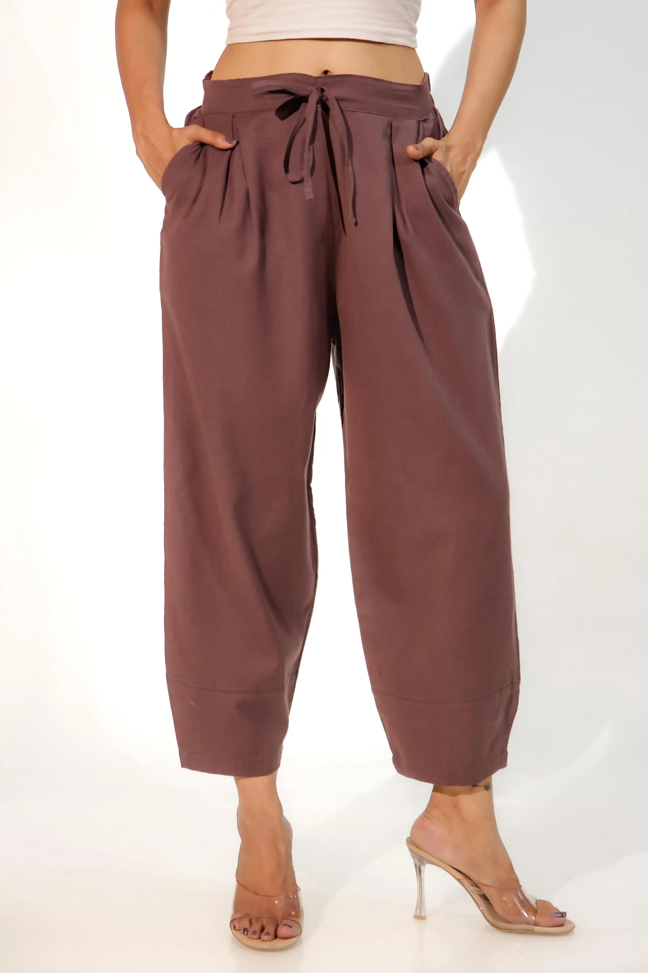 Burgundy Women's Regular-Fit Trousers