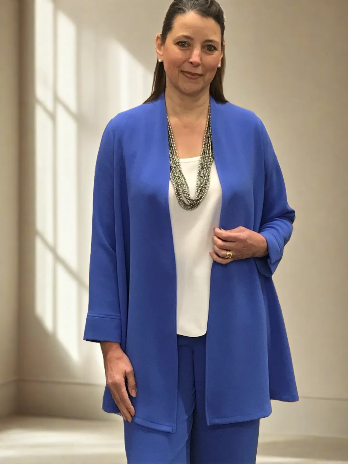 Cambridge Crepe Jacket in Hyacinth Blue