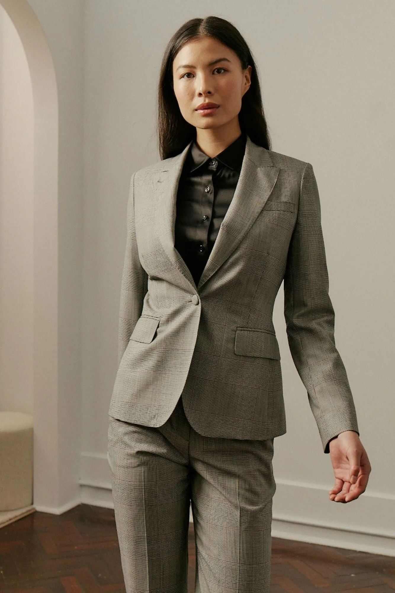 Camila Suit - Grey with Plum Check Wool