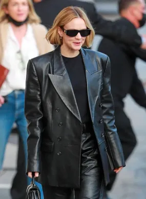 CAREY MULLIGAN LEATHER TRENCH COAT