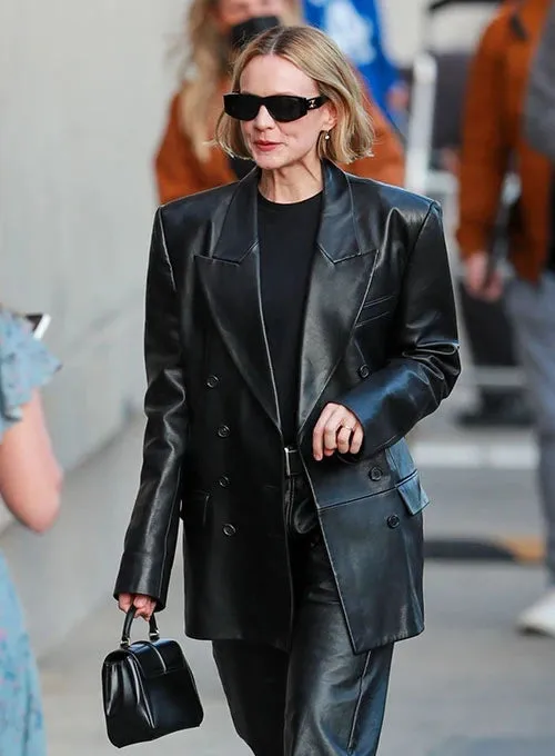 CAREY MULLIGAN LEATHER TRENCH COAT