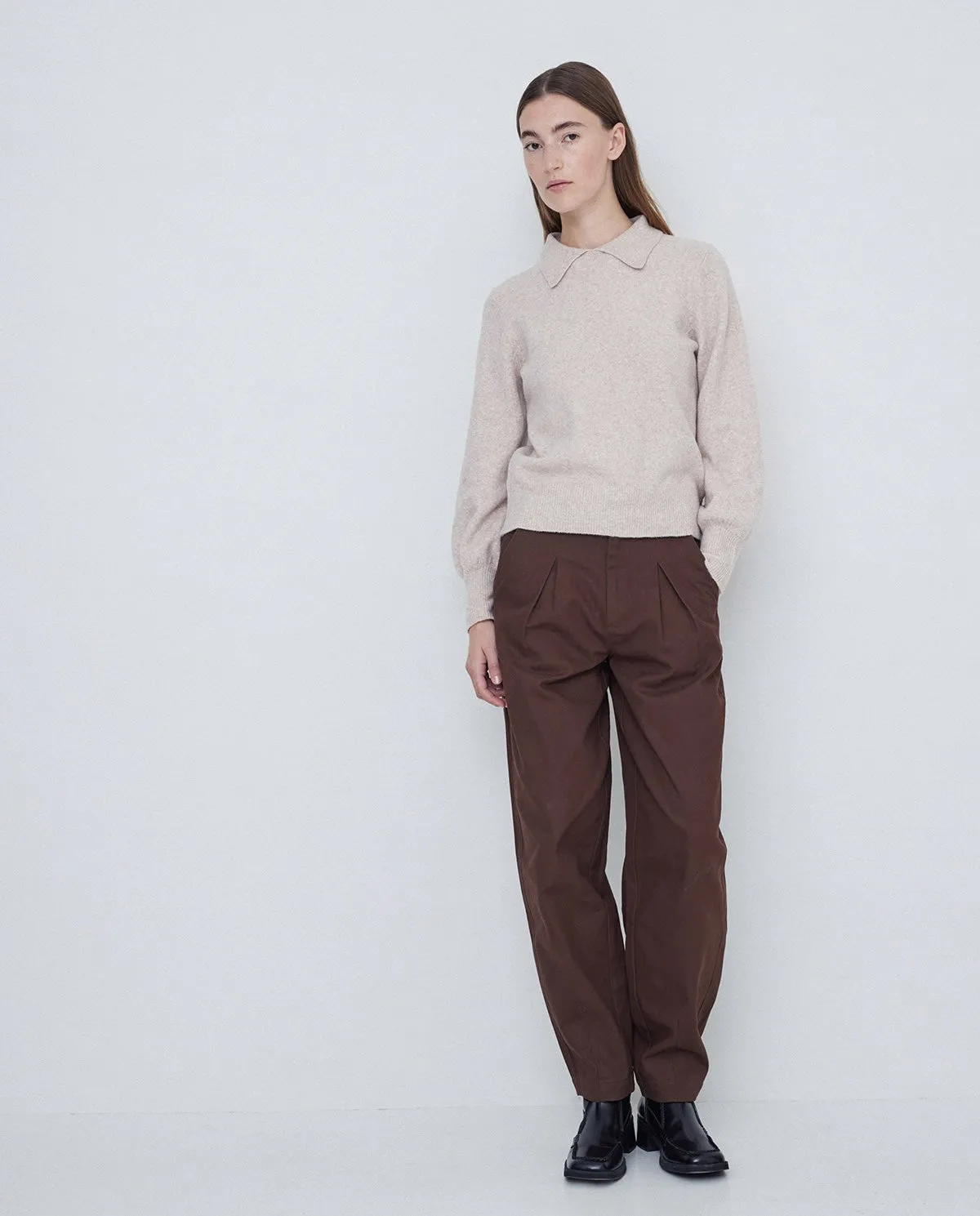 Carrot Cotton Trouser in Brown by YERSE