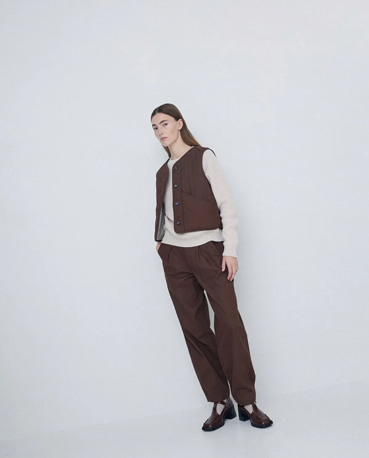 Carrot Cotton Trouser in Brown by YERSE