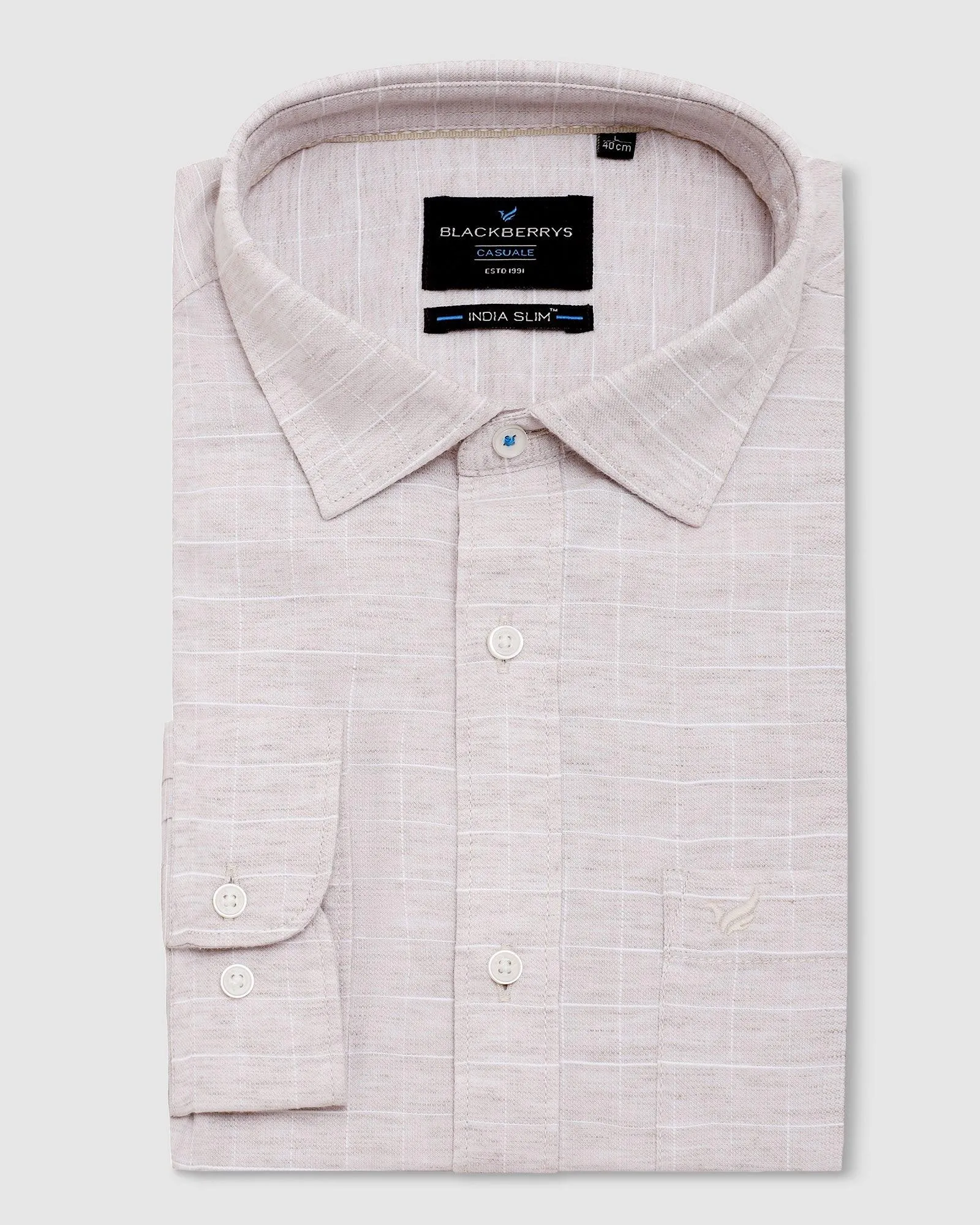 Casual Beige Check Shirt - Corfu