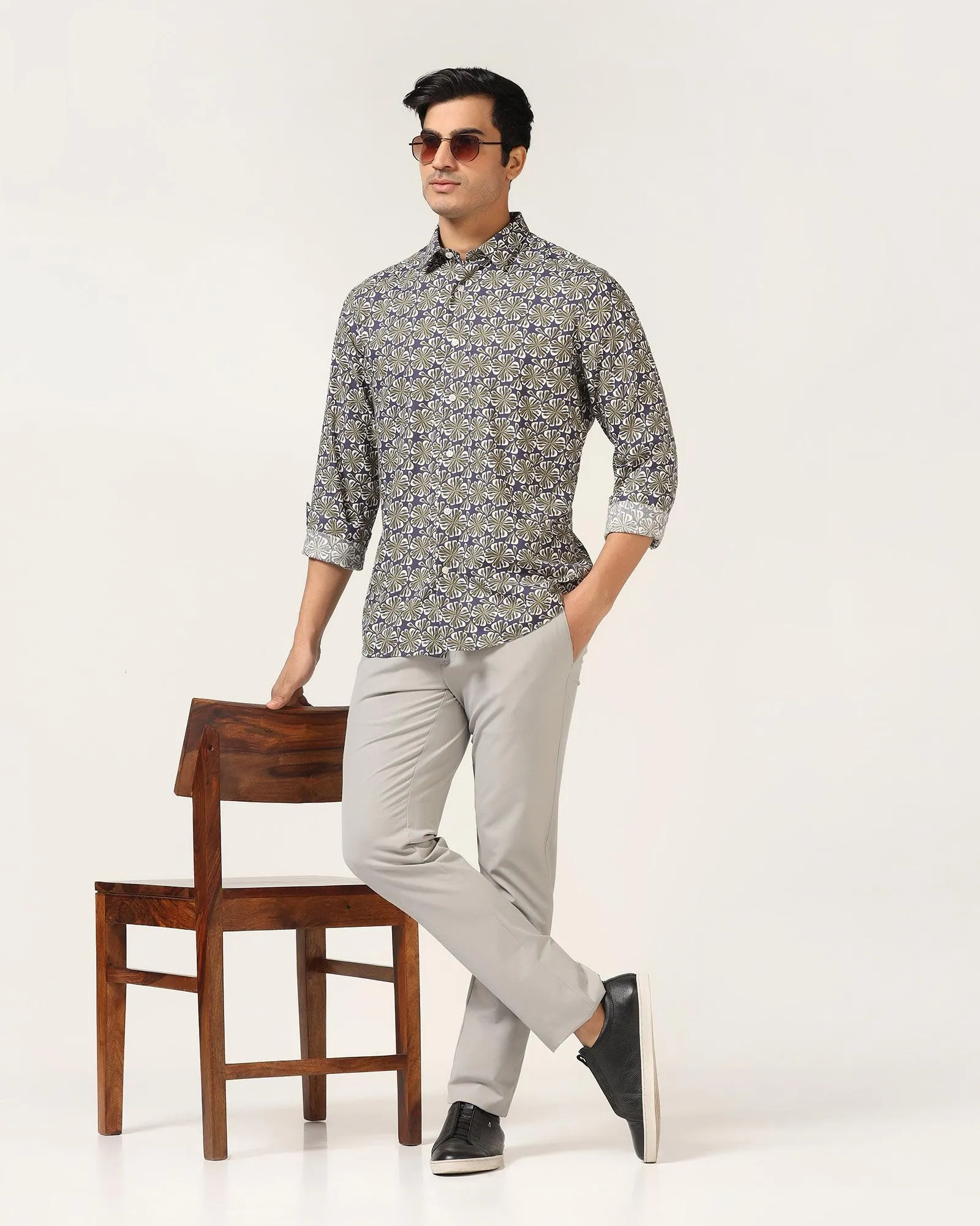 Casual Blue Printed Shirt - Melon