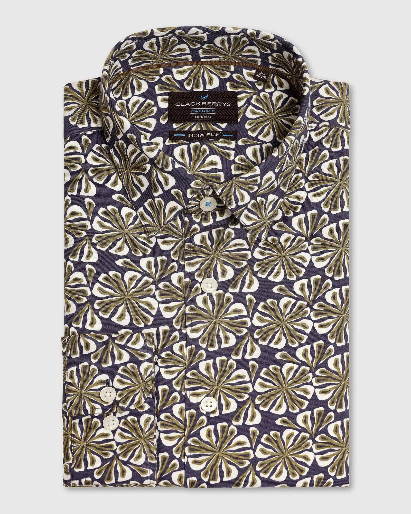 Casual Blue Printed Shirt - Melon