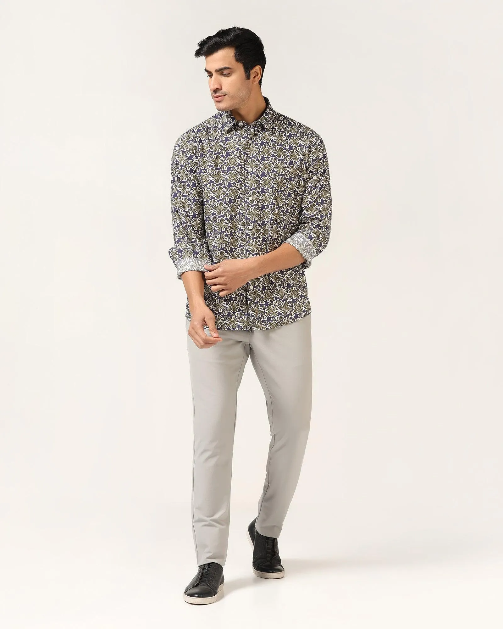 Casual Blue Printed Shirt - Melon