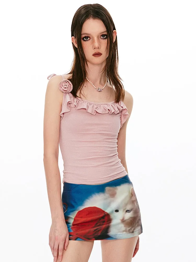 Cat Picture Tight Micro-Mini Nichi Skirt